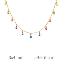 GARGANTILLA PLATA B.ORO ZTAS MULTICOLOR