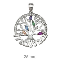 COLGANTE PLATA MAMA ARBOL VIDA COLOR