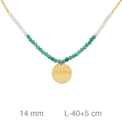 GARGANTILLA PLATA B.ORO+e MAMA PIEDRA VERDE BLANCA