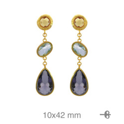 PENDIENTES PLATA B.ORO+e AMBAR AGUAMARINA AMATISTA