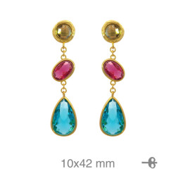 PENDIENTES PLATA B.ORO+e MARRON RUBI AZUL