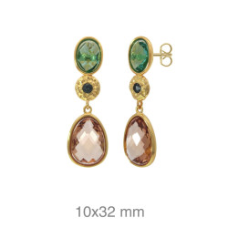 PENDIENTES PLATA B.ORO+e AZUL AMBAR