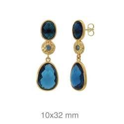 PENDIENTES PLATA B.ORO+e AZUL