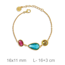 PULSERA PLATA B.ORO+e MARRON RUBI AZUL