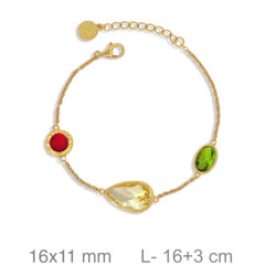 PULSERA PLATA B.ORO+e RUBI OLIVINA CHAMPAN