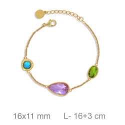 PULSERA PLATA B.ORO+e AZUL ROSA OLIVINA