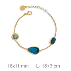 PULSERA PLATA B.ORO+e AZUL