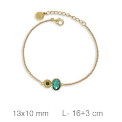 PULSERA PLATA B.ORO+e VERDE