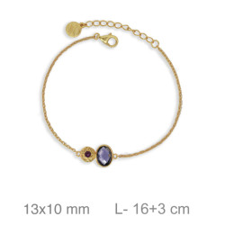 PULSERA PLATA B.ORO+e MORADO