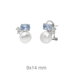 PENDIENTES PLATA TU Y YO AGUAMARINA PERLA NATURAL