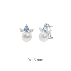PENDIENTES PLATA TU Y YO AGUAMARINA PERLA NATURAL