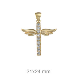 CRUZ PLATA B.ORO+e CIRCONITAS ALAS