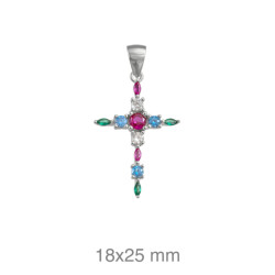 CRUZ PLATA CIRCONITAS COLOR