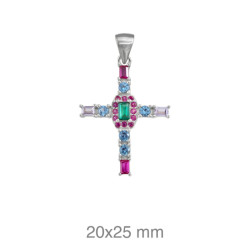 CRUZ PLATA CIRCONITAS COLOR