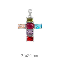 CRUZ PLATA CIRCONITAS COLOR VARIADAS