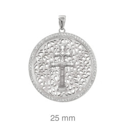 CRUZ PLATA CARAVACA CIRCONITAS 28 MM