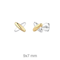 PENDIENTES PLATA BICOLOR CRUZADOS