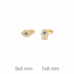 PENDIENTES PLATA B.ORO MANO FATIMA OJO