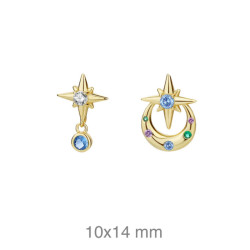 PENDIENTES PLATA B.ORO LUNA ESTRELLA ZTAS