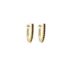 PENDIENTES PLATA B.ORO EAR CUFF ZTAS NEGRAS