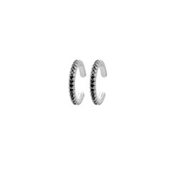 PENDIENTES PLATA EAR CUFF ZTAS NEGRAS