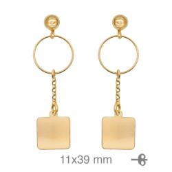 PENDIENTES PLATA B.ORO CIRCULO CUADRADO PRESION