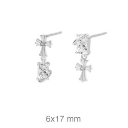 PENDIENTES PLATA CRUZ CIRCONITAS
