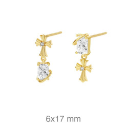 PENDIENTES PLATA B.ORO CRUZ CIRCONITAS