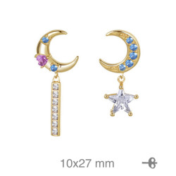 PENDIENTES PLATA B.ORO LUNA ESTRELLA ZTAS