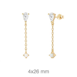 PENDIENTES PLATA B.ORO+e CADENA ZTA PIEDRA