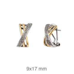PENDIENTES PLATA BICOLOR CIRCONITAS OMEGA