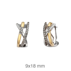 PENDIENTES PLATA BICOLOR CIRCONITAS OMEGA