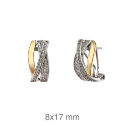 PENDIENTES PLATA BICOLOR CIRCONITAS OMEGA