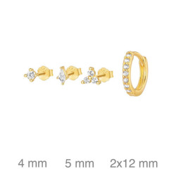 SET PENDIENTES PLATA B.ORO CIRCONITAS