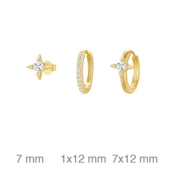 SET PENDIENTES PLATA B.ORO CIRCONITAS