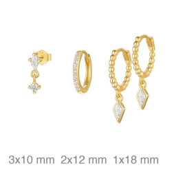 SET PENDIENTES PLATA B.ORO CIRCONITAS