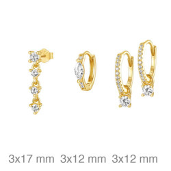 SET PENDIENTES PLATA B.ORO CIRCONITAS
