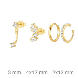 SET PENDIENTES PLATA B.ORO CIRCONITAS