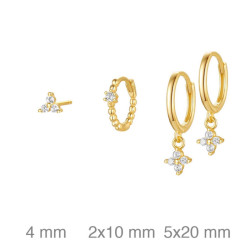 SET PENDIENTES PLATA B.ORO CIRCONITAS