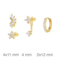 SET PENDIENTES PLATA B.ORO CIRCONITAS