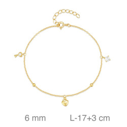 PULSERA PLATA MOTIVOS CORAZON ZTAS