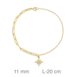 PULSERA PLATA B.ORO CADENA PAPERCLIP ESTRELLA