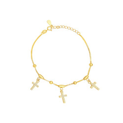 PULSERA PLATA B.ORO CRUZ CIRCONITAS