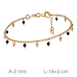 PULSERA PLATA B.ORO PIEDRA NEGRA