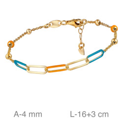 PULSERA PLATA B.ORO PAPER CLIP ESMALTE COLOR