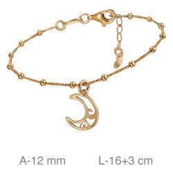 PULSERA PLATA B.ORO LUNA BOLITAS