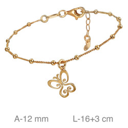 PULSERA PLATA B.ORO MARIPOSA BOLITAS