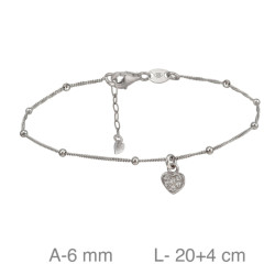 TOBILLERA PLATA CORAZON ZTAS BOLITAS