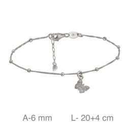 TOBILLERA PLATA MARIPOSA ZTAS BOLITAS