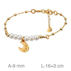 PULSERA PLATA B.ORO LUNA PERLAS